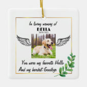 Custom Foto Angel Dog Memorial Gefälliges Beileid Keramikornament (Vorderseite)