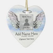 Custom Foto Angel Wings and Heart Memorial Keramikornament (Rechts)