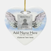 Custom Foto Angel Wings and Heart Memorial Keramikornament (Hinten)