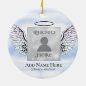 Custom Foto Angel Wings Memorial Keramik Ornament (Hinten)