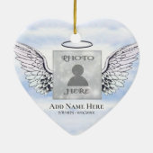 Custom Foto Angel Wings Memorial Keramik Ornament (Hinten)