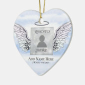 Custom Foto Angel Wings Memorial Keramik Ornament (Links)