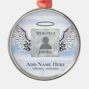 Custom Foto Angel Wings Memorial Keramik Ornament Aus Metall
