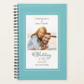 Custom Foto Aqua White Skript Hochzeit Planer (Vorderseite)