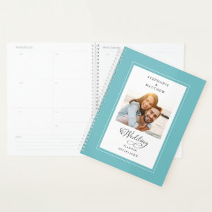 Custom Foto Aqua White Wedding Elegantes Skript Planer