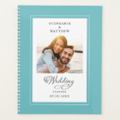 Custom Foto Aqua White Wedding Elegantes Skript Planer (Vorderseite)