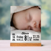Custom Foto Baby Birth Stats Acrylschild (Neutral)