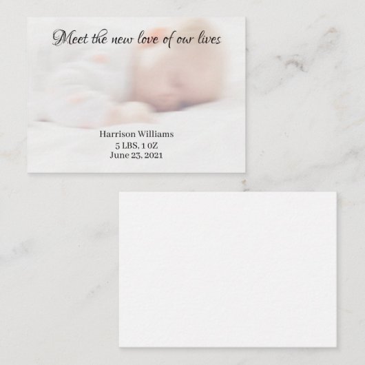 Custom Foto Baby Birtname Ankündigungskarte Mitteilungskarte (Vorne/Hinten)