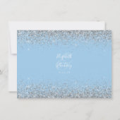 Custom Foto Baby Blue Silver Glitzer Hochzeit Dankeskarte (Rückseite)