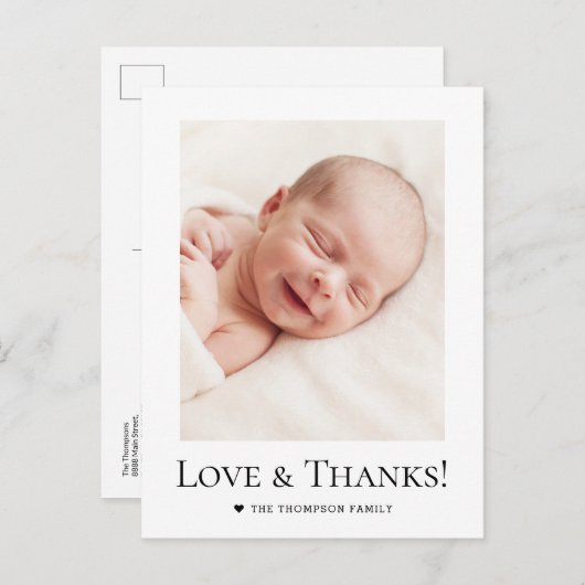 Custom Foto Baby Dusche Liebe und Danke Postkarte (Vorne/Hinten)