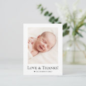 Custom Foto Baby Dusche Liebe und Danke Postkarte (Stehend Vorderseite)