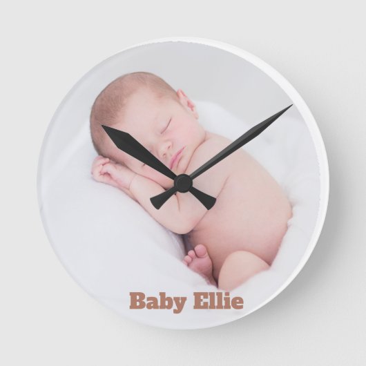 Custom Foto Baby Ellie Runde Wanduhr (Vorderseite)