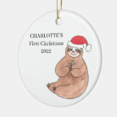 Custom Foto Baby Girl's First Christmas Sloth Keramik Ornament (Links)