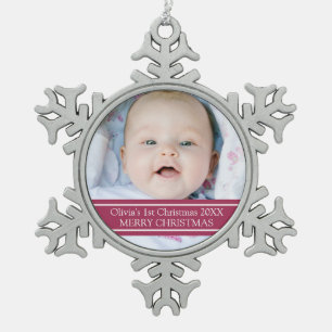 Custom Foto Baby's 1. Weihnachtsdekoration Schneeflocken Zinn-Ornament