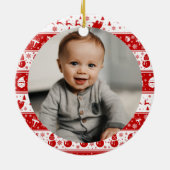 Custom Foto Baby's Boy First Christmas 2022 Keramik Ornament (Hinten)