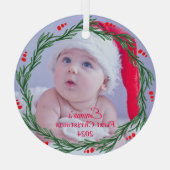 Custom Foto Baby's erste Weihnachten Ornament Aus Glas (Rückseite)