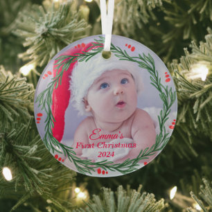 Custom Foto Baby's erste Weihnachten Ornament Aus Glas