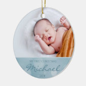 Custom Foto Baby's First Christmas Keramik Ornament (Links)