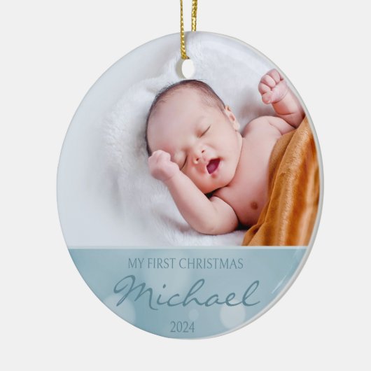 Custom Foto Baby's First Christmas Keramik Ornament (Links)
