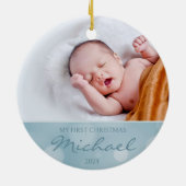 Custom Foto Baby's First Christmas Keramik Ornament (Hinten)