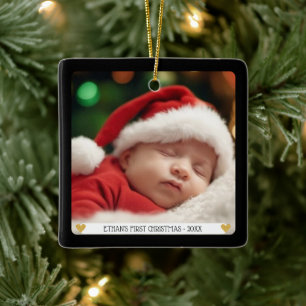 Custom Foto Baby's First Christmas Keramikornament