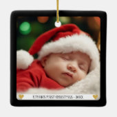 Custom Foto Baby's First Christmas Keramikornament (Rückseite)