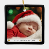 Custom Foto Baby's First Christmas Keramikornament (Vorderseite)