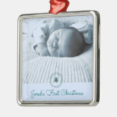 Custom Foto Baby's First Christmas Ornament Aus Metall (Links)
