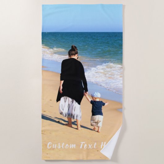Custom Foto Beach Handtuch mit Text Personalisiert (Vorderseite)