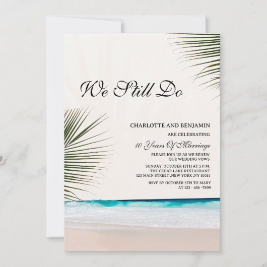 Custom Foto Beach Theme Vow Erneuerung Einladung (Vorderseite)
