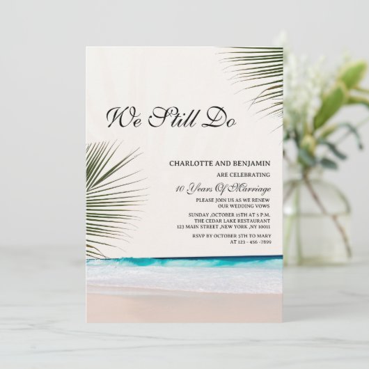 Custom Foto Beach Theme Vow Erneuerung Einladung (Stehend Vorderseite)