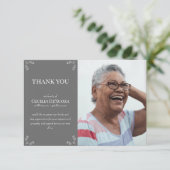 Custom Foto Beileid Beerdigung Dunkelgrau Dankeskarte (Stehend Vorderseite)