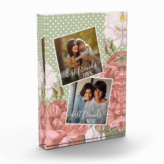 Custom Foto Best Friends dann und jetzt rosa Blume (Links)