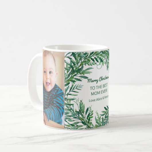 Custom Foto Best Mama Christmas Kaffeetasse (Vorderseite Links)