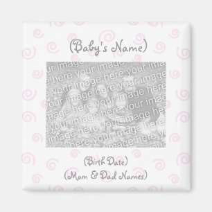 Custom Foto Birth Announcement Magnet-Baby Girl Magnet
