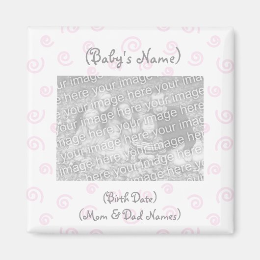 Custom Foto Birth Announcement Magnet-Baby Girl Magnet (Vorne)