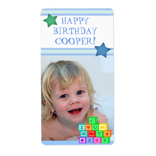 Custom Foto Birthday Boy Gift Label (Vorne)
