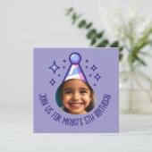Custom Foto Birthday Party Hat Einladung (Stehend Vorderseite)