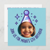 Custom Foto Birthday Party Hat Einladung (Vorne/Hinten)