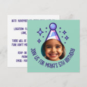 Custom Foto Birthday Party Hat Einladung (Vorne/Hinten)