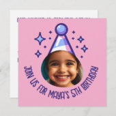 Custom Foto Birthday Party Hat Einladung (Vorne/Hinten)