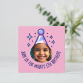 Custom Foto Birthday Party Hat Einladung (Stehend Vorderseite)