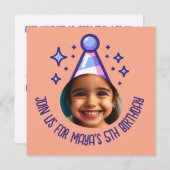 Custom Foto Birthday Party Hat Einladung (Vorne/Hinten)