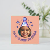 Custom Foto Birthday Party Hat Einladung (Stehend Vorderseite)