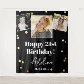 Custom Foto Birthday Party Modernes Gold Backgroun Wandteppich (Vorderseite)