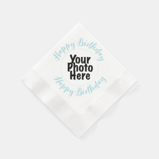 Custom FOTO Birthday Party Paper Napkins BLAUE Serviette