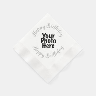 Custom FOTO Birthday Party Paper Napkins GRAU Serviette