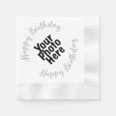 Custom FOTO Birthday Party Paper Napkins GRAU Serviette (Vorderseite)