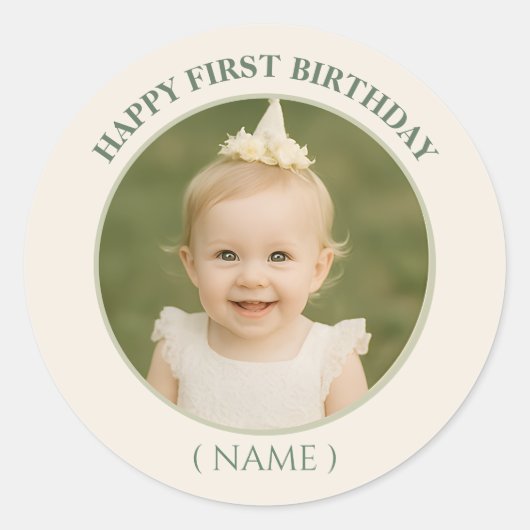 Custom Foto Birthday Sticker - Personalisiert Happ (Vorderseite)