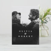 Custom Foto Black Abstrakt Silver Wedding Einladung (Stehend Vorderseite)